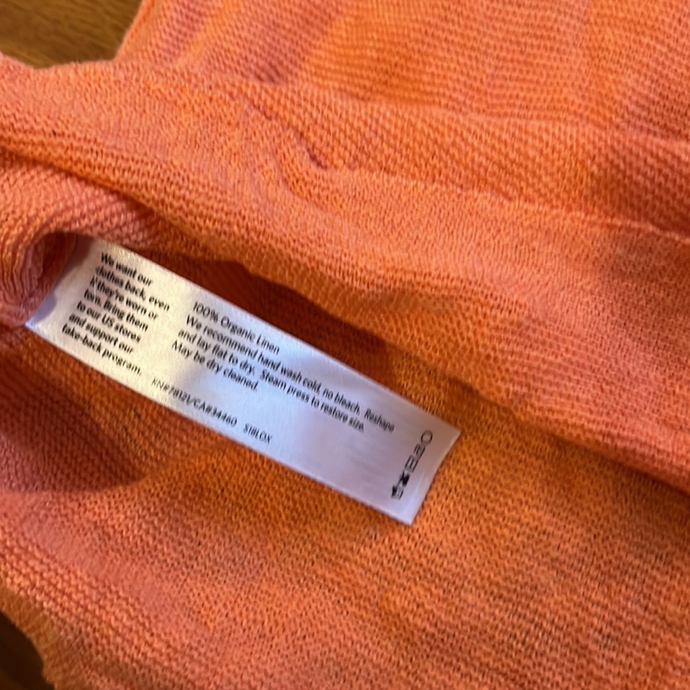 Eileen Fisher Top Womens Coral/Orange Linen Cropped XL - Picture 4 of 4